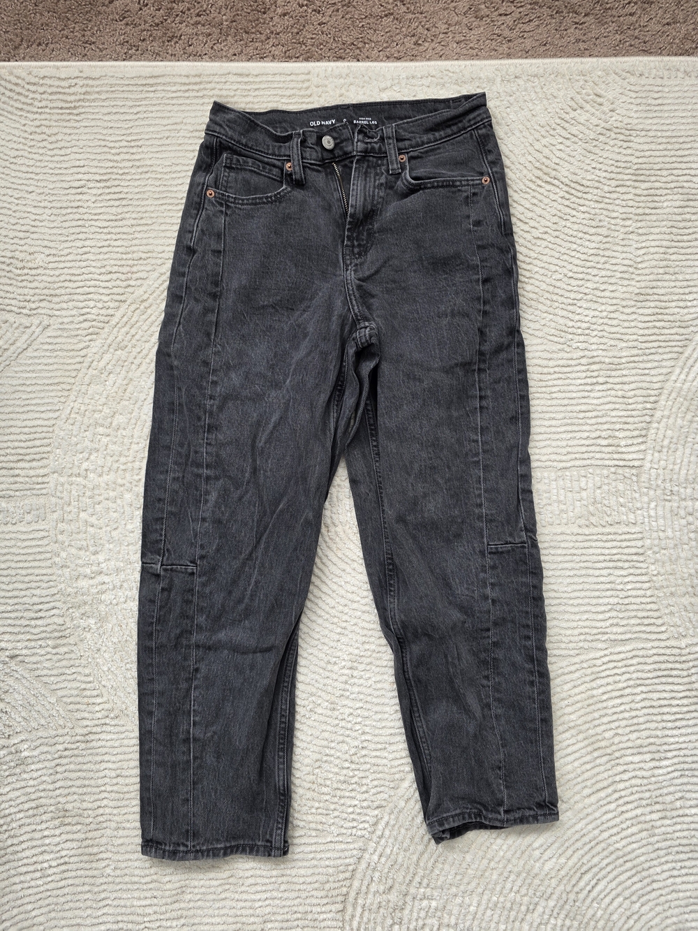 Old Navy Black Washed Barrel Jeans